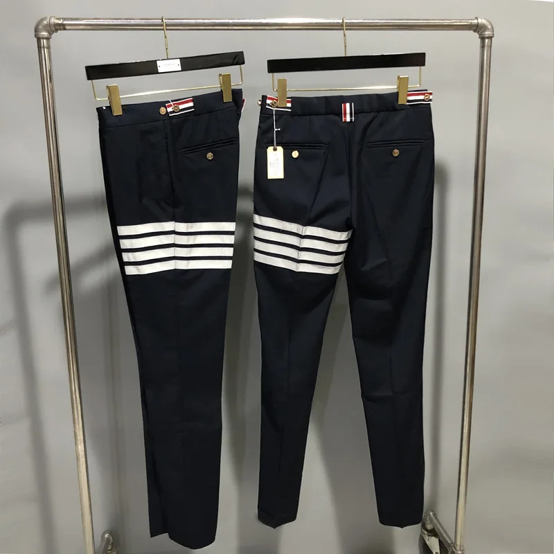 

High Quality Korean Style New TB Suit Pants Low Waist Yarn-dyed Red White Blue Ribbon Four Bar Suit Pants Versatile Pants