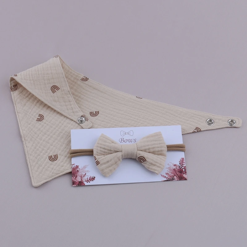 

Bowknot Headwear Newborn Gifts Soft Cotton Solid Color Bandana Burp Cloth
