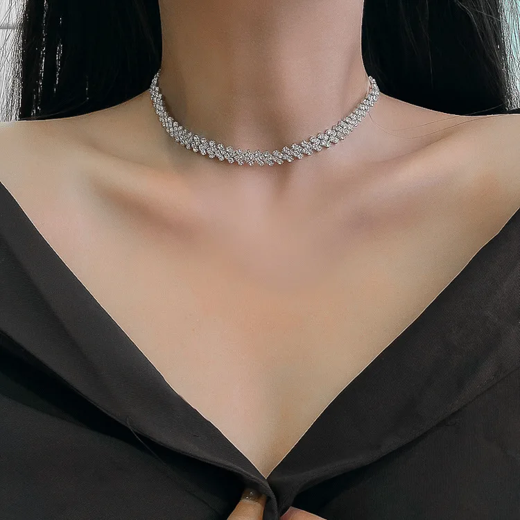 Fashion Full Rhinestone Choker Necklace 