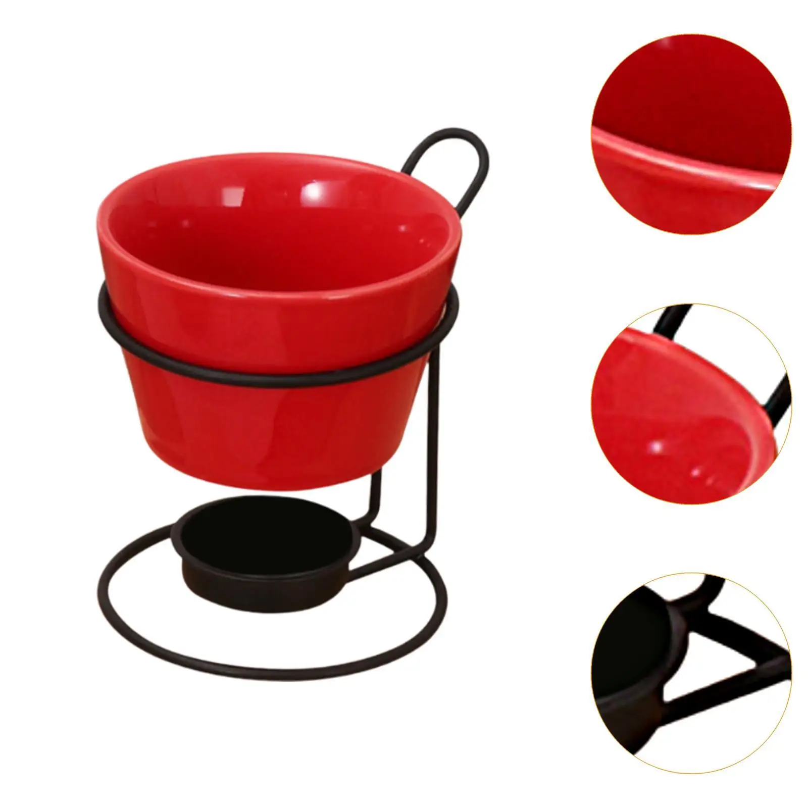 Fondue Pot Set with Iron Rack Chocolate Melter Pot Cookware Porcelain Melting