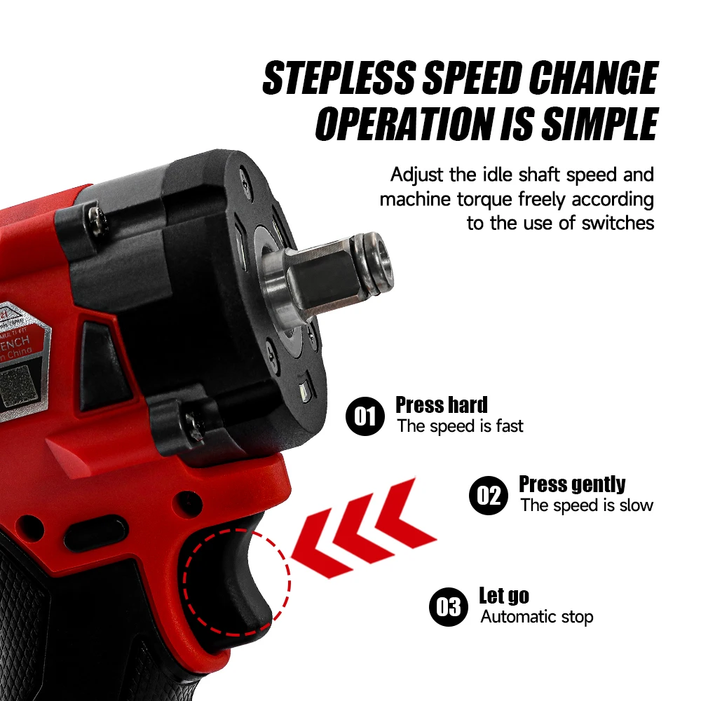Impact Wrench 300N.M Brushless Electric Cordless 1/2 in Screwdriver Car Repair Power Tools For Milwaukee 18V battery Pins