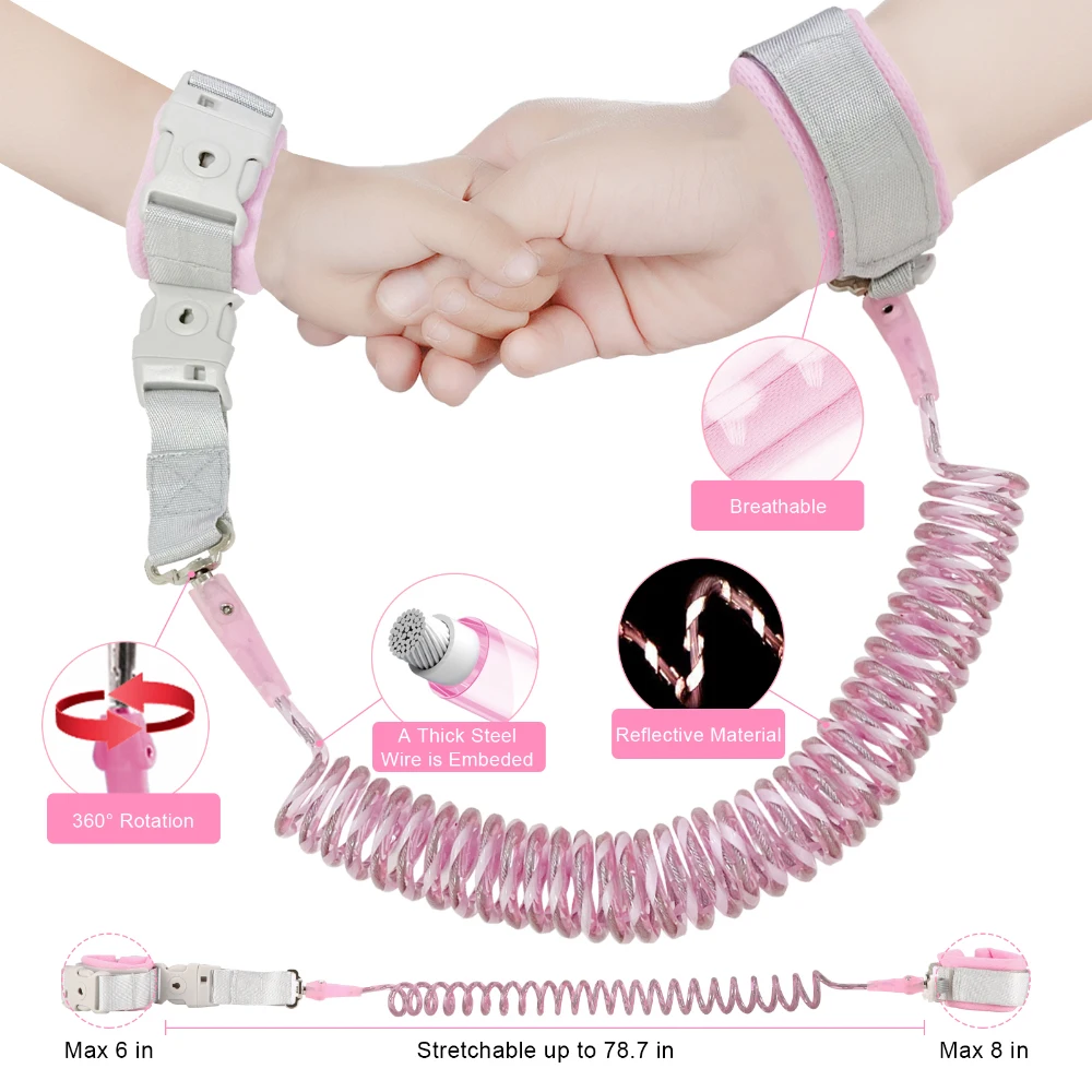 Toddler Leash Anti-Lost Wristband Reflective Harness Child Lock for Outdoor Anti Lost Wrist Link Strap Rope Kids Safety Products 5