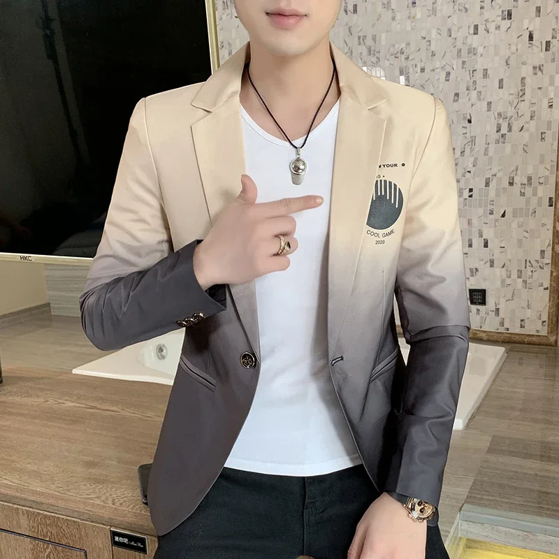 

Blazer Fot Men 2024 Spring New Male Gradient Suit Jacket Masculino Korean Style Slim Fit Casual Men Fashion Trend Dress Jacket