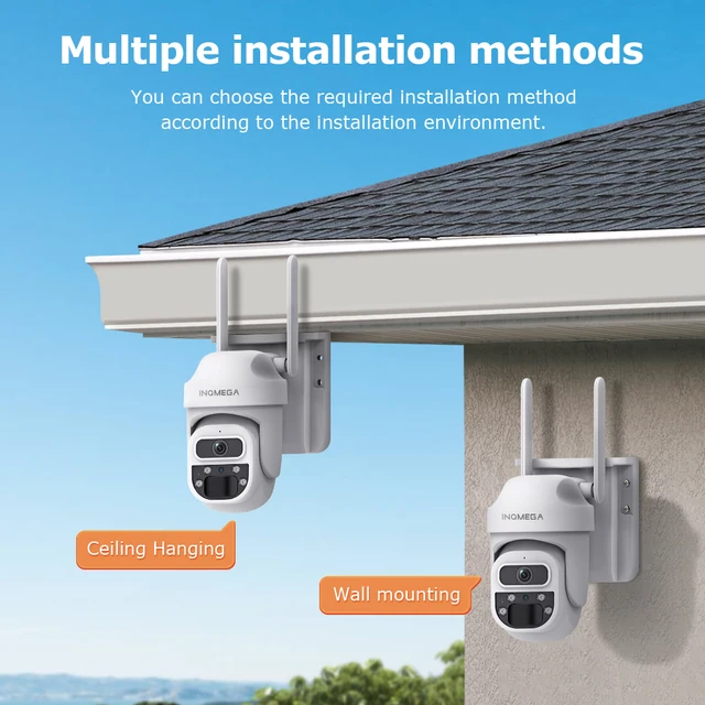 INQMEGA 4G Solar Panel Camera 3MP WIFI Night Vision Solar Security Battery Camera Two-Way Video PIR Human Detection Surveillance 5