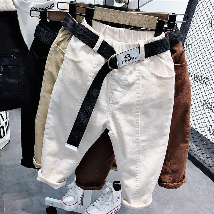 Boys Casual Pants With Belt Fashion Kids Long Pant Spring Autumn Winter Fashion Trousers Children Clothes kids pants