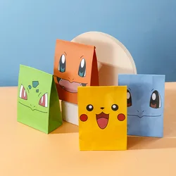 10Pcs/Set Pokemon Anime Cartoon Kawaii Pikachu Candy Flat Pocket Cake Bakery Wrapping Paper Bag Birthday Party Decor Supplies
