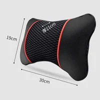 Leather Knitted Car Pillows Headrest Neck Rest Cushion Head Support Seat Accessories Auto Black Safety Pillow Universal Decor 5