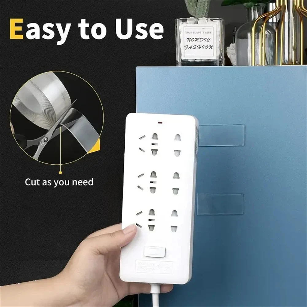 1 롤 양면 테이프 헤비 듀티, 가정 및 사무실 사용, 포스터 카펫 그림 교수형 스트립 러그 벽 야외 - 클리어 & St