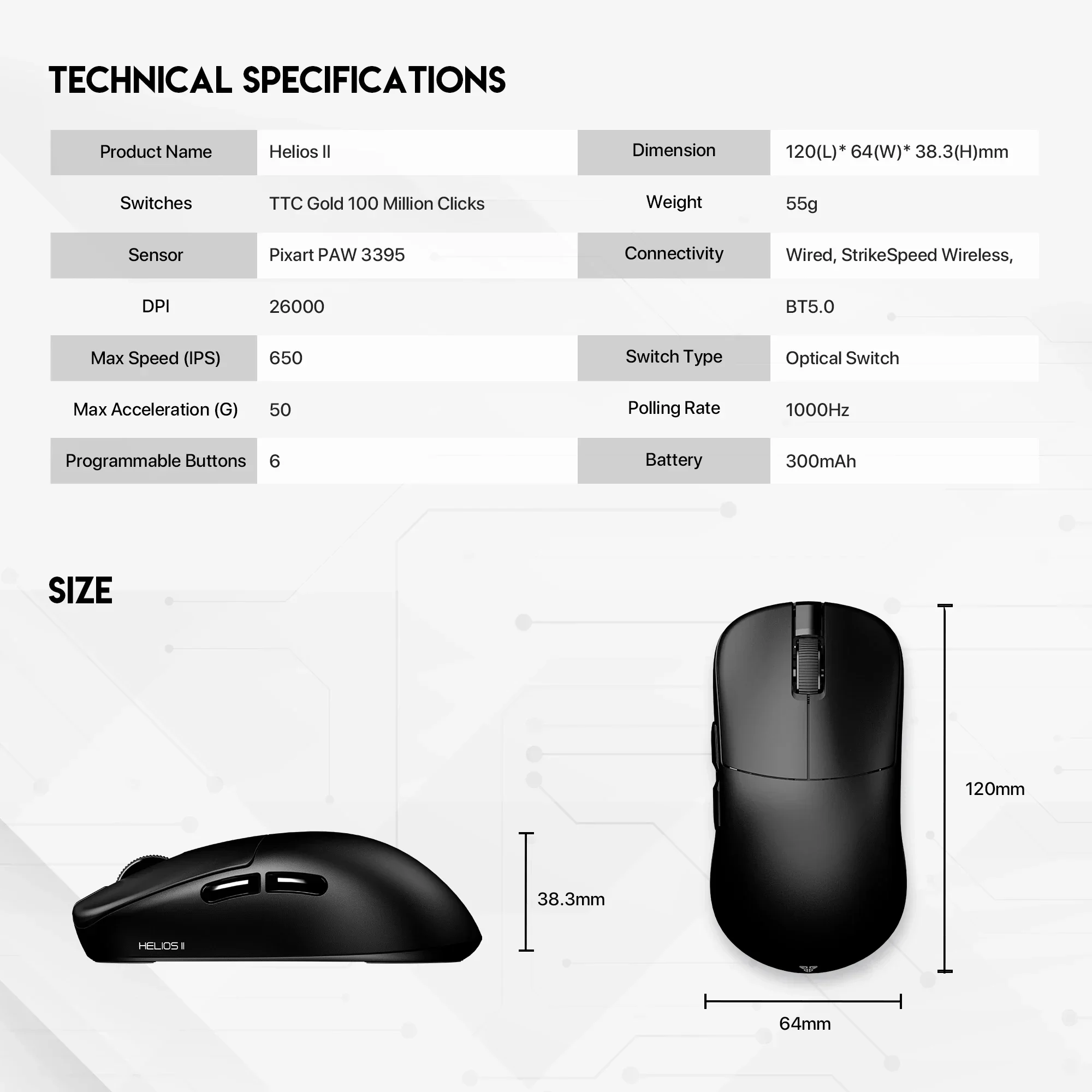 Gaming Mouse Wireless Mouse Wireless Gaming Mouse Wired Mouse Wireless Optical Mouse FANTECH HELIOS II XD3v3 Wireless and Wired Gaming Mouse PAM3395 TTC Gold Switch 26000DPI Optical Mouse 55g Mice for Gamer