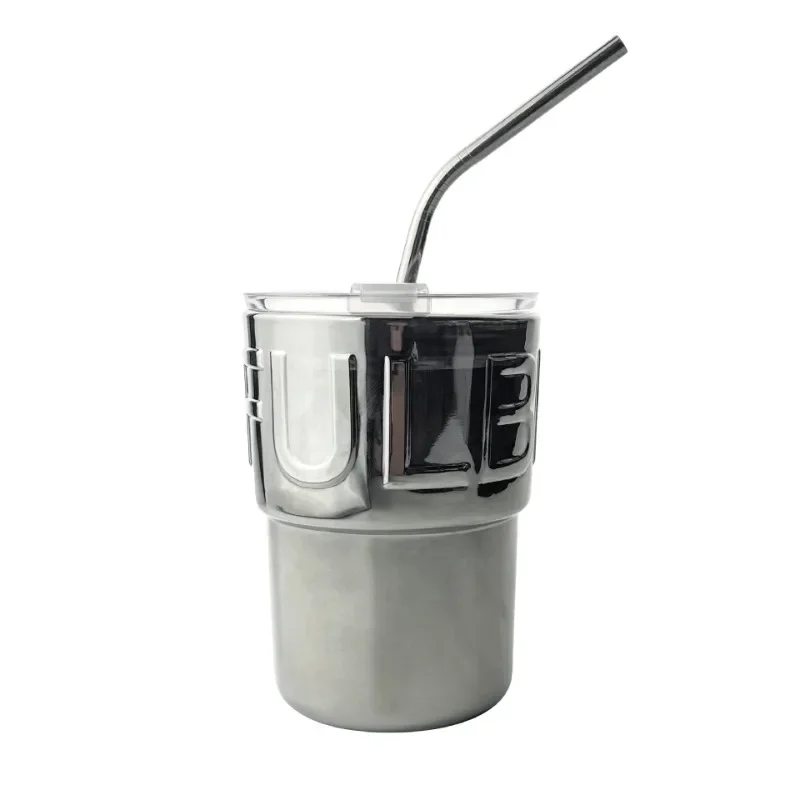 New Glass Straw Coffee Cup, Female Ins Feng Shui Cup with Lid, Creative Cup, Internet Celebrity, Same Style Bamboo Node Cup liji