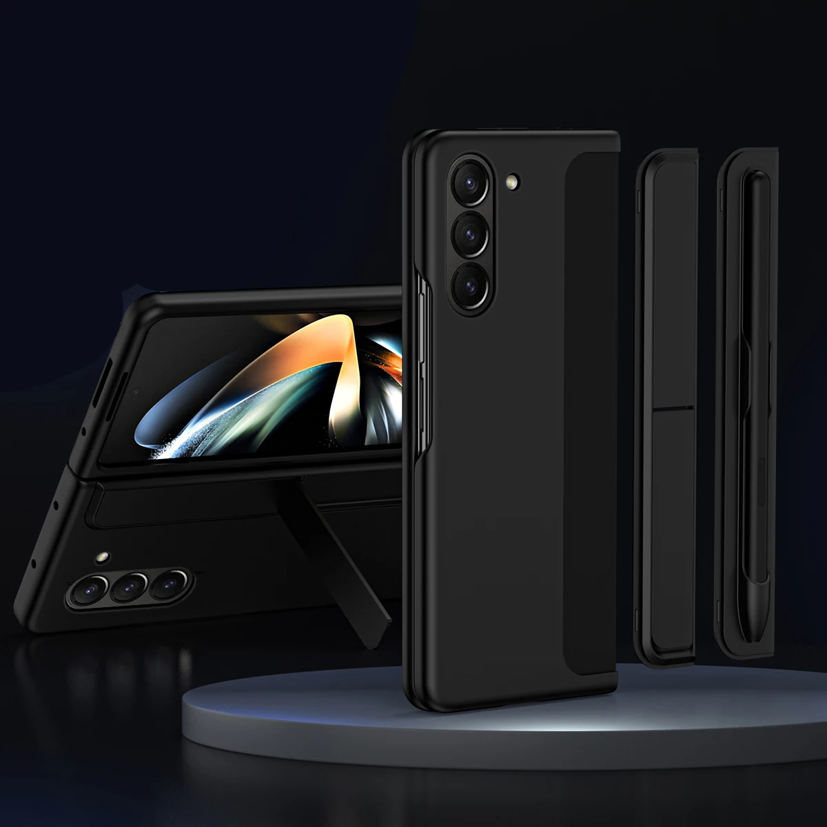 Case For Samsung Galaxy Z Fold 5 Foldable phone case with pen slot For Galaxy Z Fold 4 3 Invisible stand 2-in-1 protective case