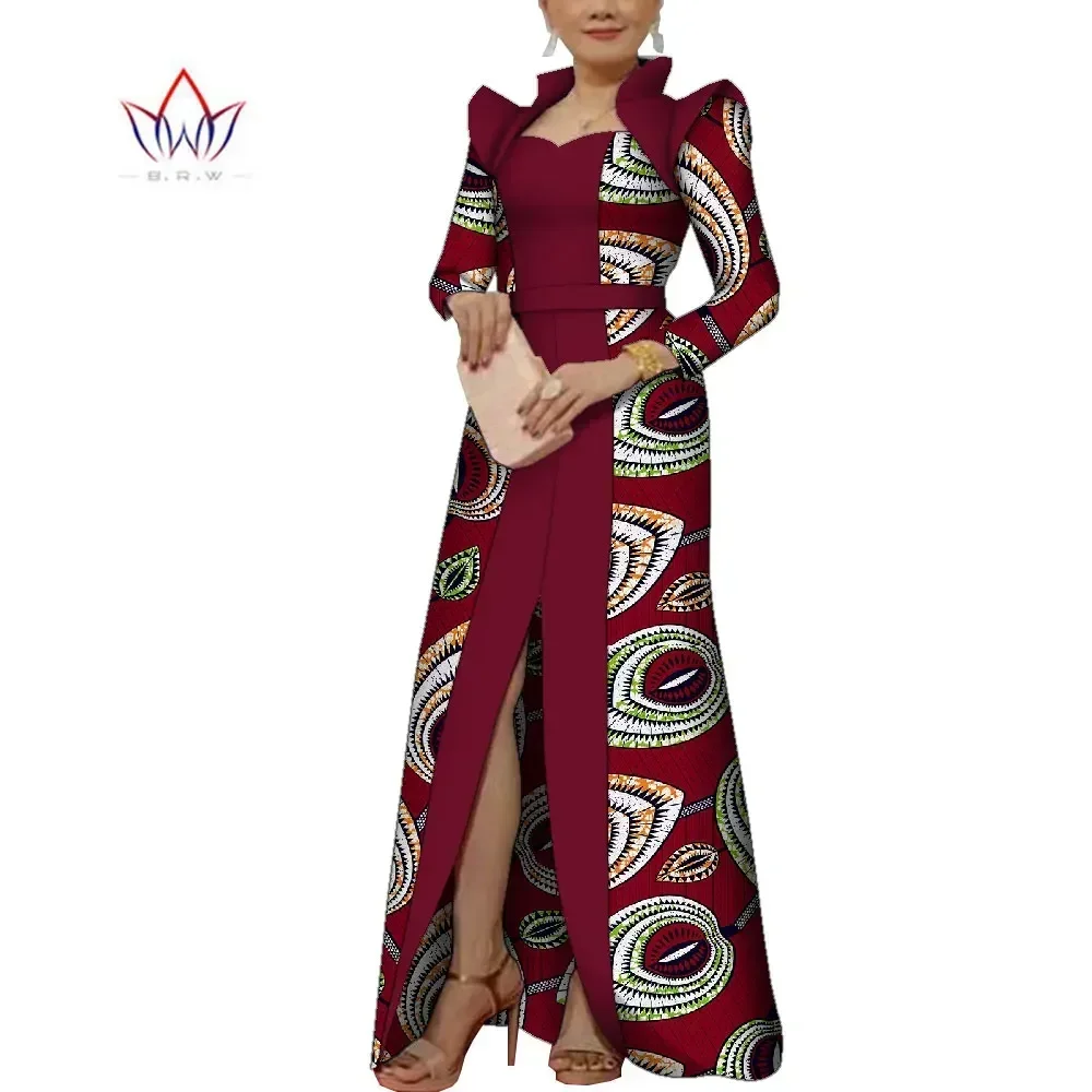 African Ankara Mermaid Maxi Dress For Women - Dashiki Print Floor-Length Party Dress, Half Sleeve - View #3