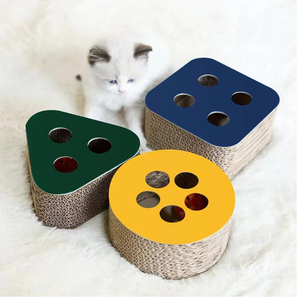

Cats Cardboard Grinding Nails Interactive Protecting Furniture Scratch Board With Holes Ball Toy Corrugated Paper Cat Toy
