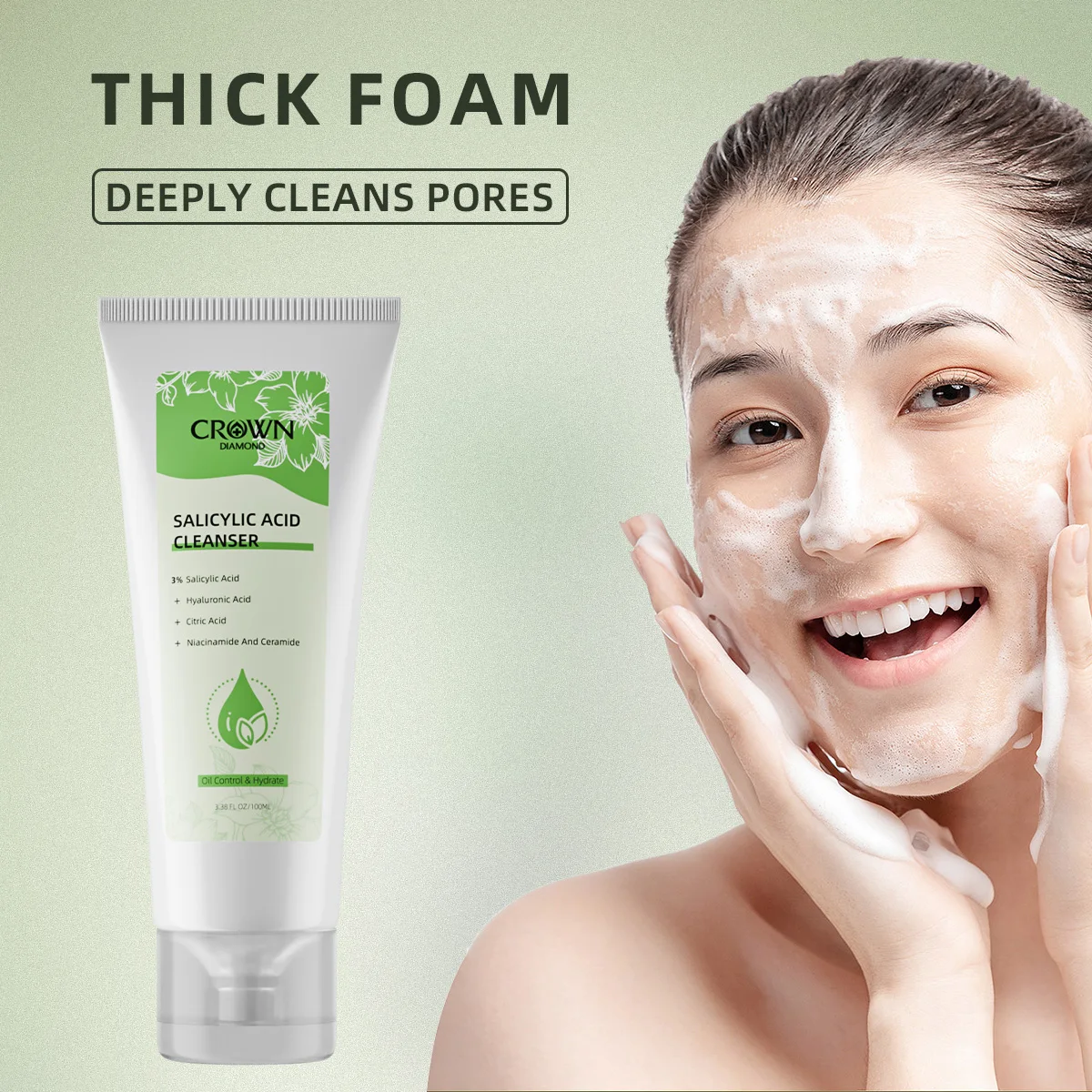 3% Salicylic Acid Facial Cleanser Acne Treatment Moisturizing Oil Control skincare Face Wash Foam Face Cleanser Skin Care 2