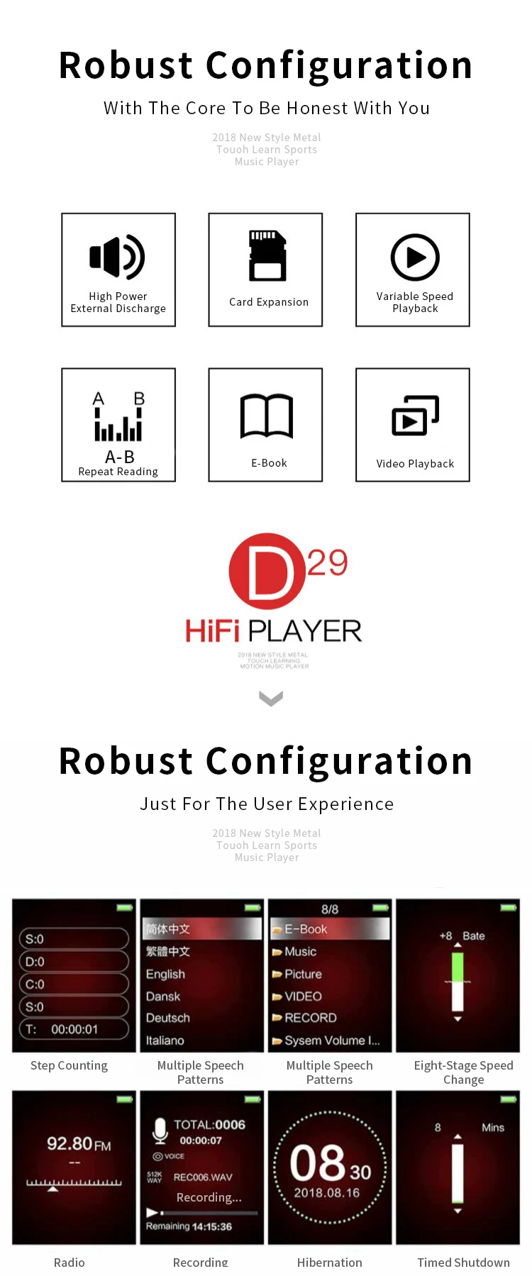 RUIZU D29 Support Bluetooth MP3 Music Player Built in Speake HiFi