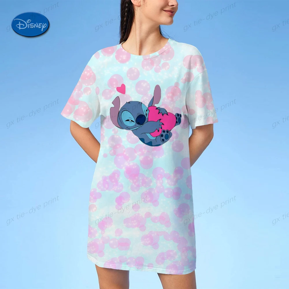 

Новинка 2023, женское платье, модное свободное Повседневное платье-футболка с принтом в стиле Диснея, женское летнее пляжное платье с мультяшным принтом Y2K