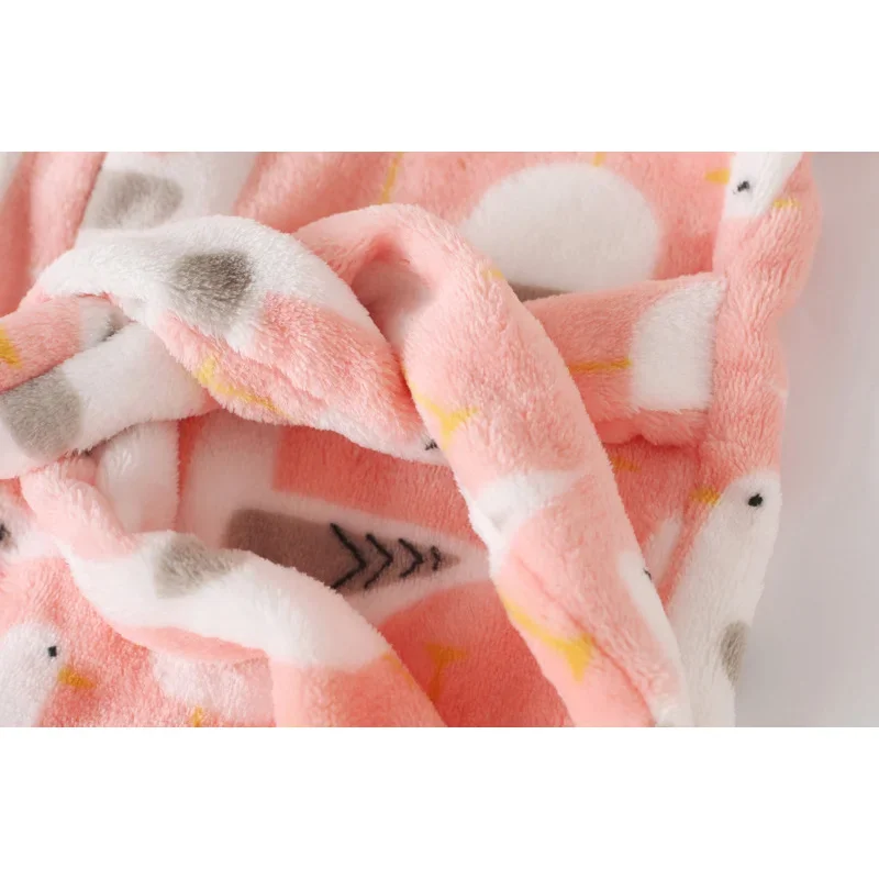 Cartoon Animal Bathrobe For Children Flannel Long Sleeve Hooded Kids Clothes Boys Robe Winter Children's Clothing 2-7 Years