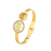 Luxury Tree Of Life Open Cuff Bangles Stainless Steel Gold Plated Spring Buckle Bracelet Non-Fading Jewelry Wrist Accessories 6