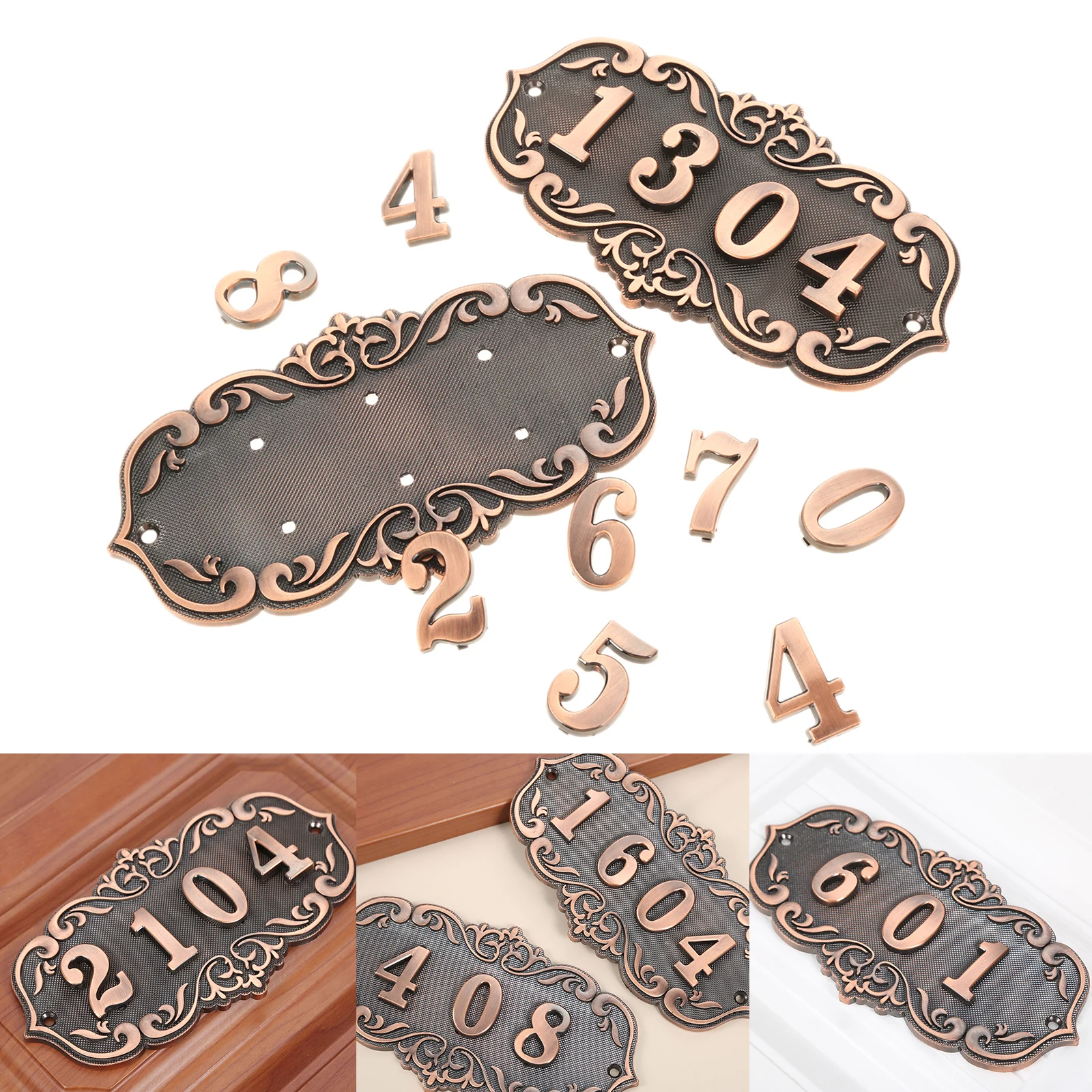 3/4 Digit House Number Door Plate Imitation Metal Sign Plastic Outdoor Mailbox Hotel Apartment 0-9 with Self Adhesive Sticker house number signs door signs house numbers number plate