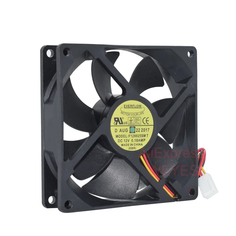 Everflow F용 새로운 Square 서버 쿨러 팬 129025 SMT 90x90x25mm 3핀 DC12V 0.18A