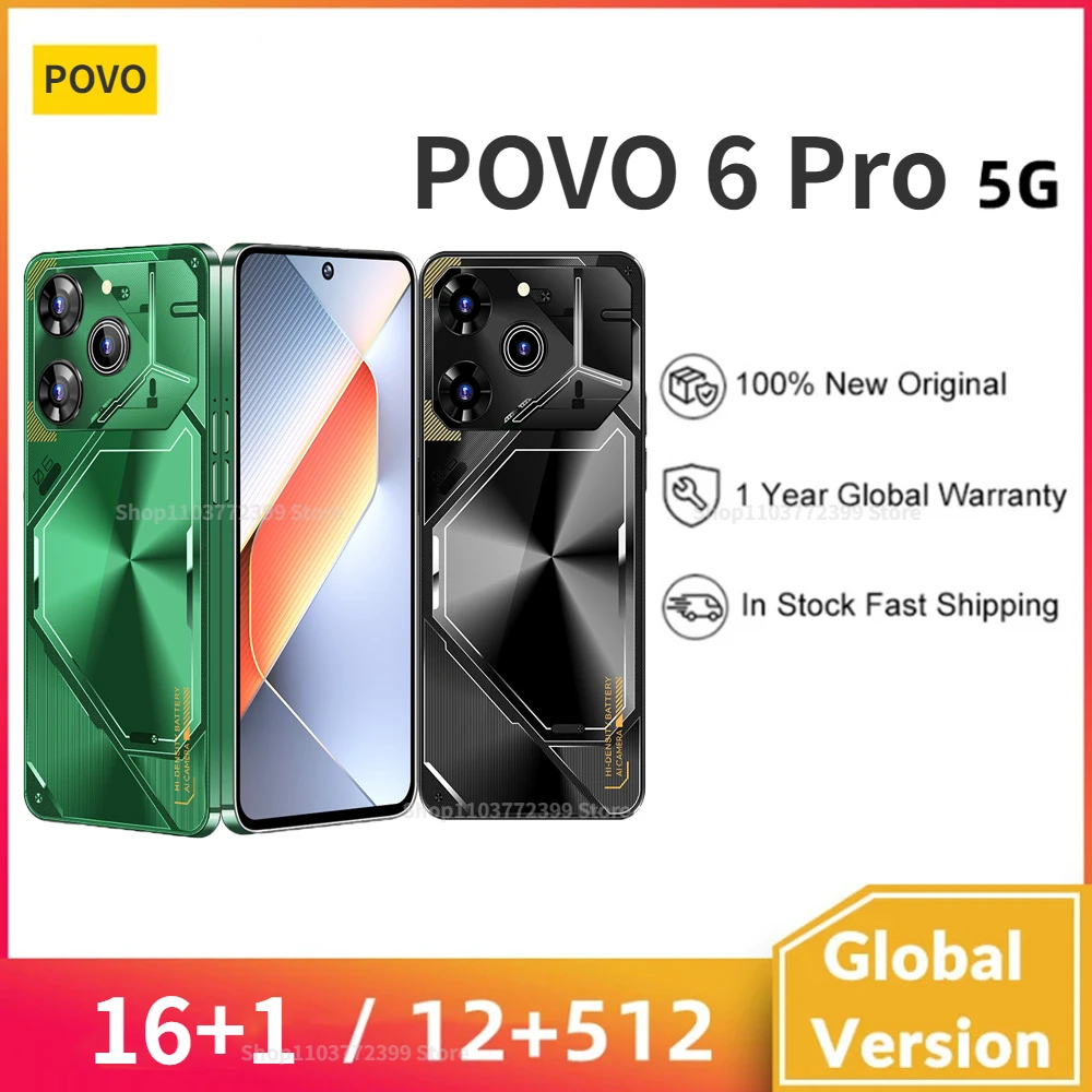 

Povo 6 Pro 5G Global Version Smartphone 256GB/1TB Android 14.0 120Hz AMOLED Flow Dotdisplay 50MP+108MP 67W NFC Snapdragon 8 gen3