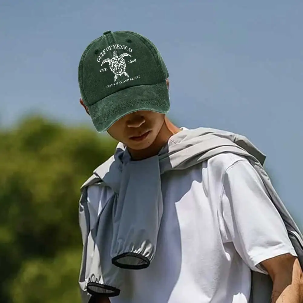 Turtle Baseball Hat Breathable Washed Cotton Trucker Hat Comfortable Unisex Golf Gulf of Mexico for Men Women