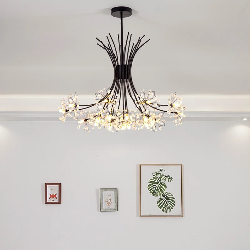 

Nordic Creative Dandelion Romantic Crystal Chandelier Dining Room Bedroom Living Room Clothing Coffee Shop Luxury LED Chandelier