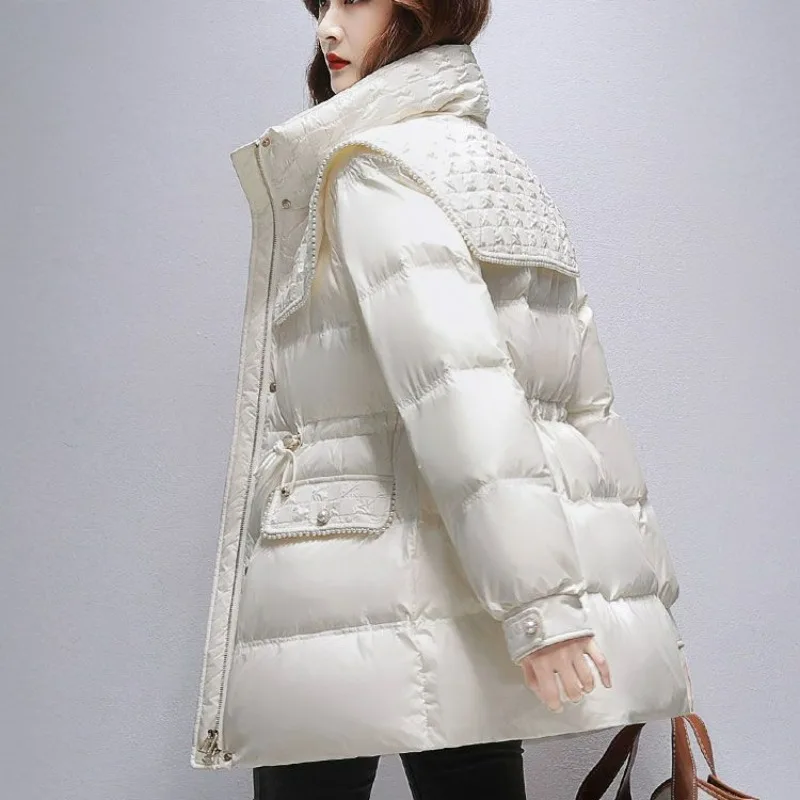 2023 New Women Down Jacket Winter Coat Female Loose Large Size Parkas Warm Thick Outwear Fashion Stand Collar Overcoat S-L