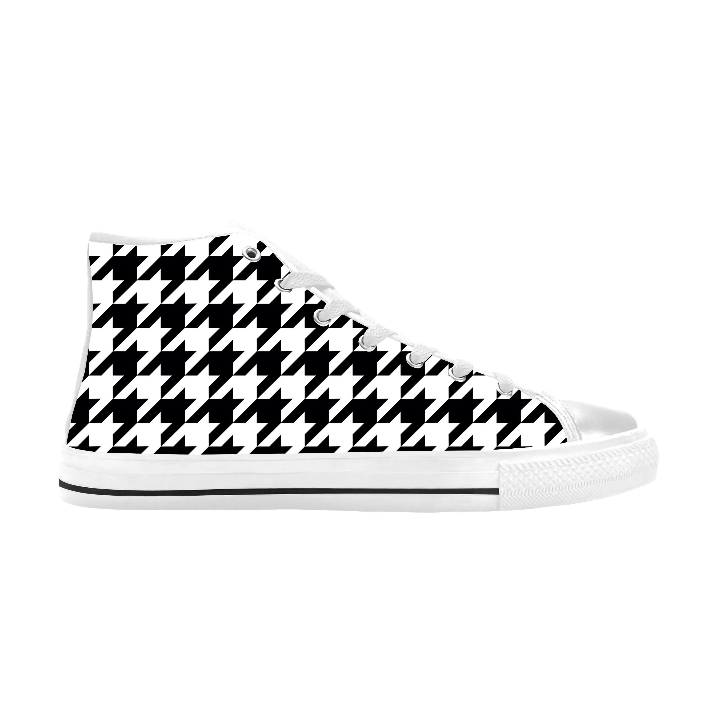 

Classic Houndstooth Hounds Tooth Peel Stick Funny Casual Cloth Shoes High Top Comfortable Breathable 3D Print Men Women Sneakers