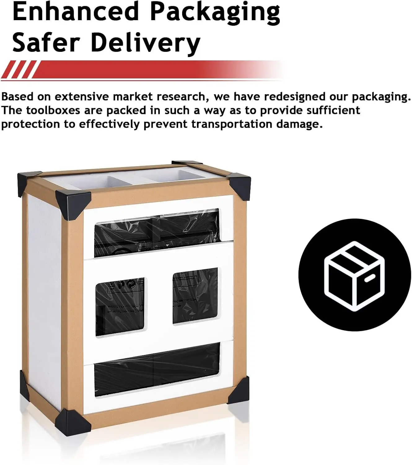Chest,5-Drawer Rolling Tool Storage Cabinet with Enhanced Packaging, Detachable Top Tool Box, Metal Tool Cart for Garage Wo 4