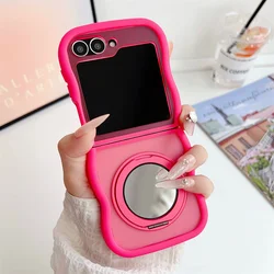 Luxurious Matte Wave Magnetic Stand Phone Case with Rotating Fold Bracket and Frosted Finish - Galaxy ZFlip 8 (Rose Red)