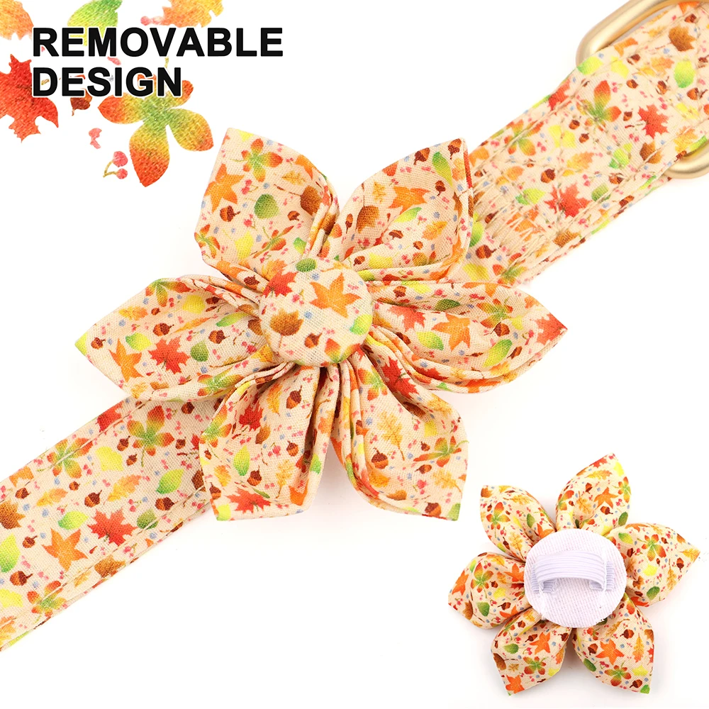 Dog Collar Nylon Printed With Flower Accessories Necklace For Small Large Dogs Pug
