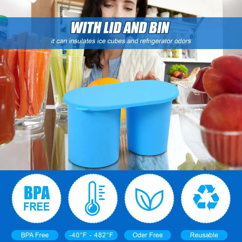 Ice Cube Tray for Stanley Cup Silicone With Lid for Making 2 Hollow Cylinder Ice Cube Molds for Chilling Cocktails Whiskey Drink