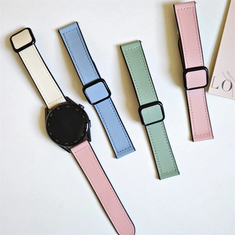 Dual-Material Leather and Silicone Watch Strap - 22mm/20mm Adjustable Band