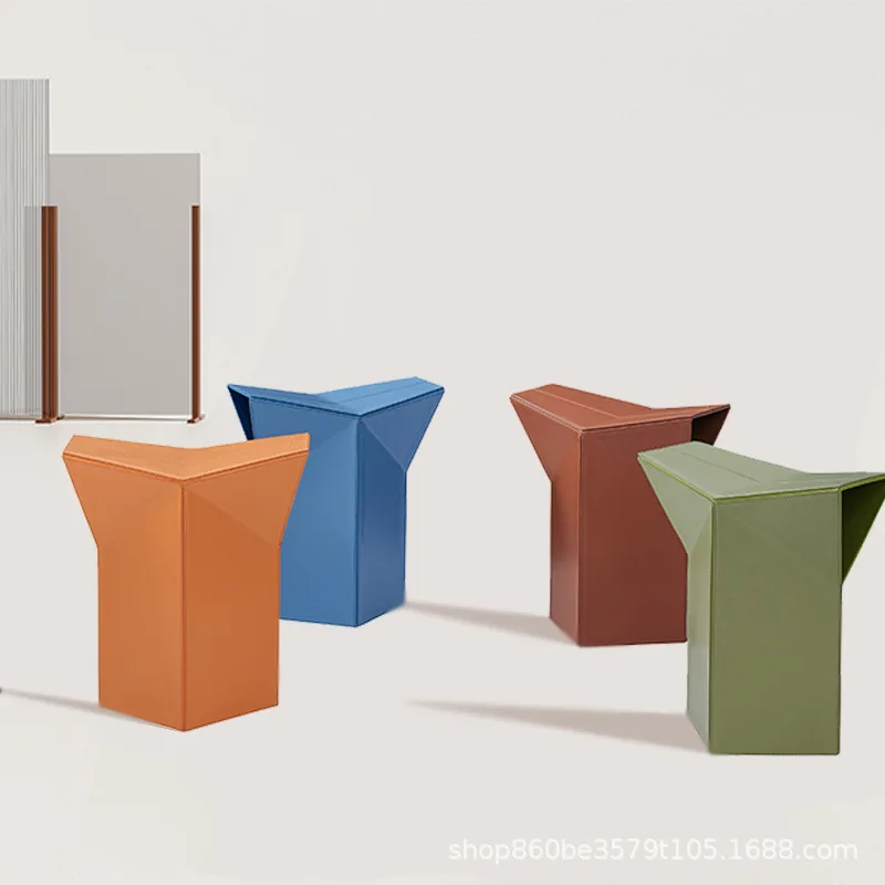 

Furniture | Italian saddle leather living room, sofa, footstool, porch, shoe changing, low stool, simple and easy to move Stool