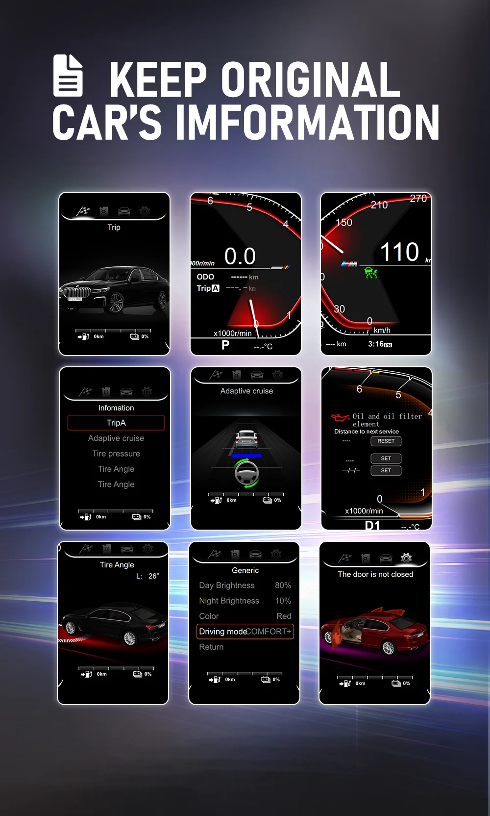 BONROAD 1920*720P Kabelloses CarPlay Android Auto Mirrorlink Airplay LCD Digitales Armaturenbrett für BMW 3er Serie E90 E91 E92 Auto-Instrumententafel Virtuelles Cockpit – Detail 7