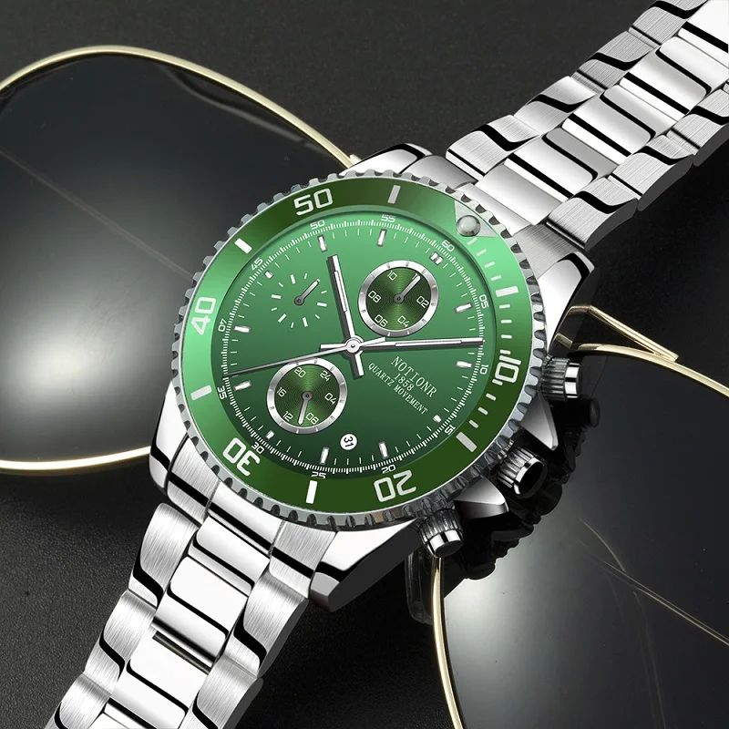 NOTIONR Luxury Mens Blue Watches Men Business Waterproof Calendar Quartz Watch Man Casual Luminous Clock relogio masculino