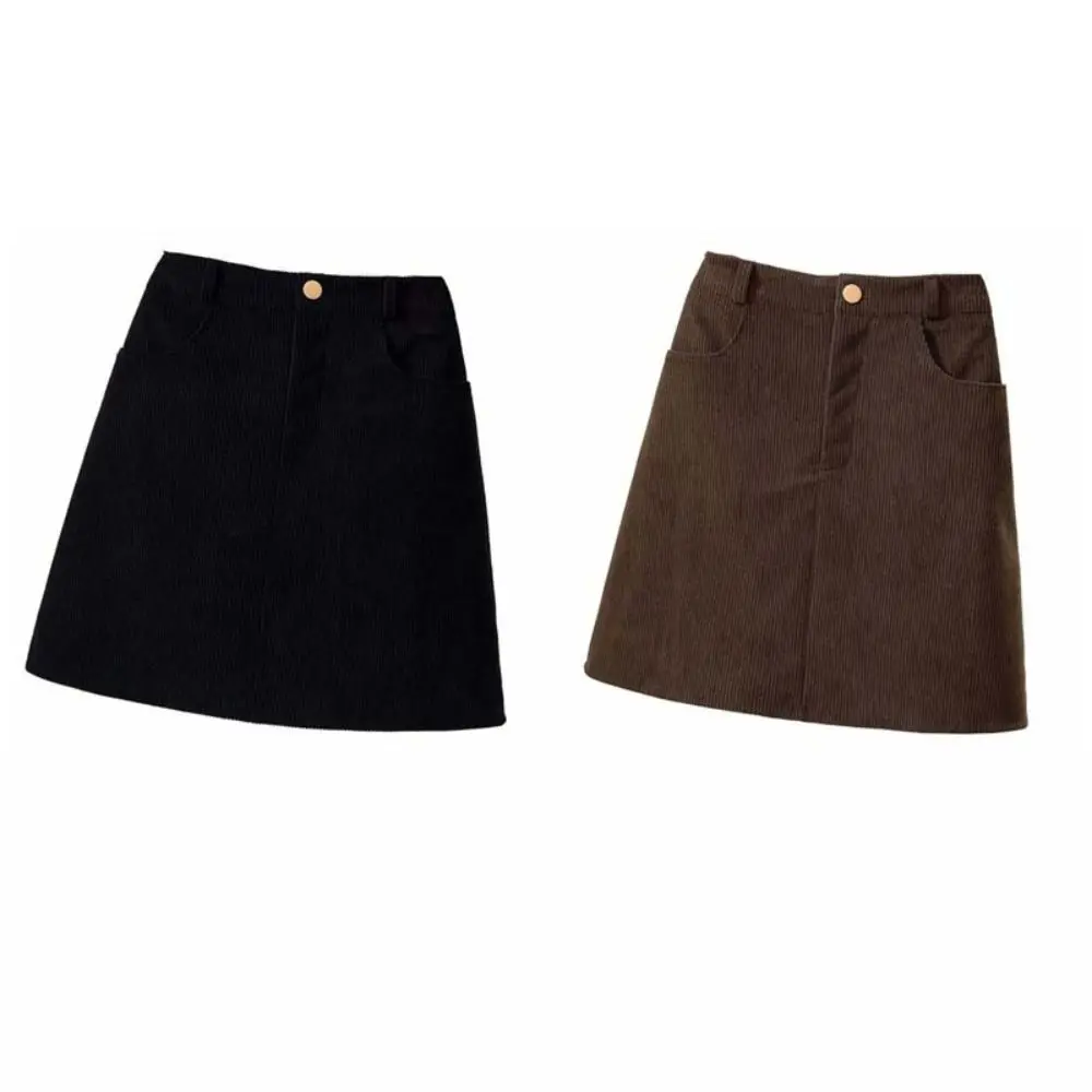 High Waist Women Corduroy Skirt Velvet Spicy Girl Style A-line Short Skirt Autumn Winter Large Size Slim Fit Skirt Girls