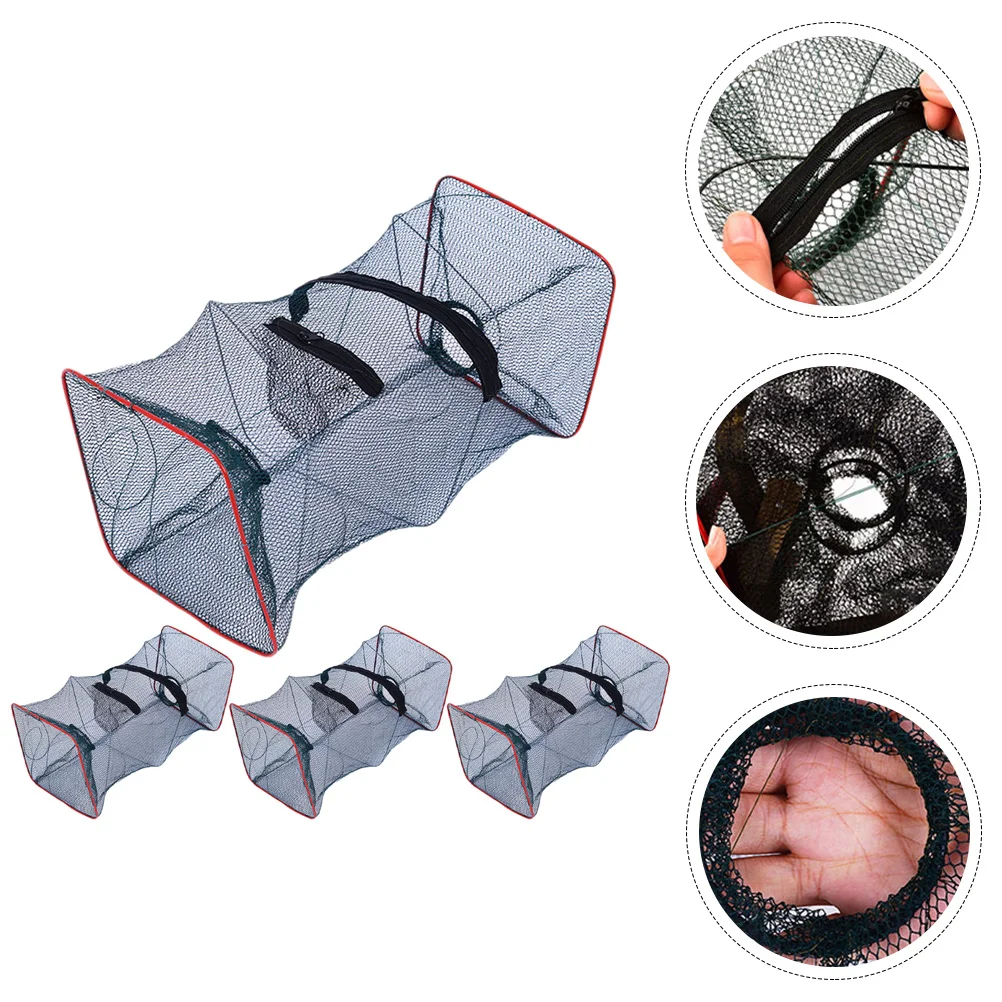 

4 Pcs Fishnets Crayfish Throwing Angling Accessories Fishing Cast Folding Crab Lobster Shrimp