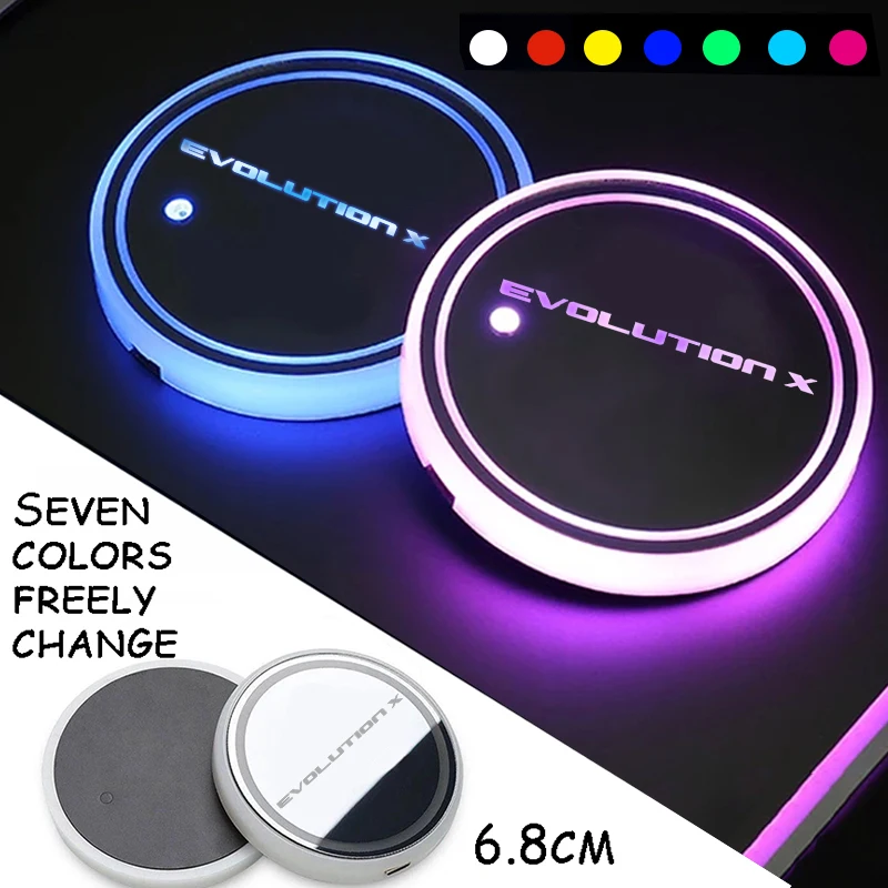 Portabevande Multicolori Smart Lde Per Mitsubishi Evolution X Ambient Usb Charging Car Water Coaster Decor Mat Pad Accessorio