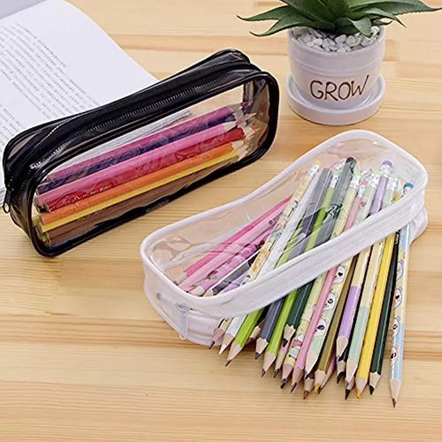 Pencil Case Kawaii Large Capacity Waterproof Transparent Pencil Case Cosmetic Bag For Girls School Office Supplies