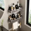 Bathroom Shelf No Drill Wall Mounted Shampoo Bottle Shower Corner Rack Toilet Storage Rack Aluminum Bathroom Kitchen Accessories 5