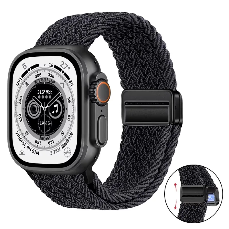 Breathable Nylon Braided Strap for Apple Watch - Adjustable Wristband