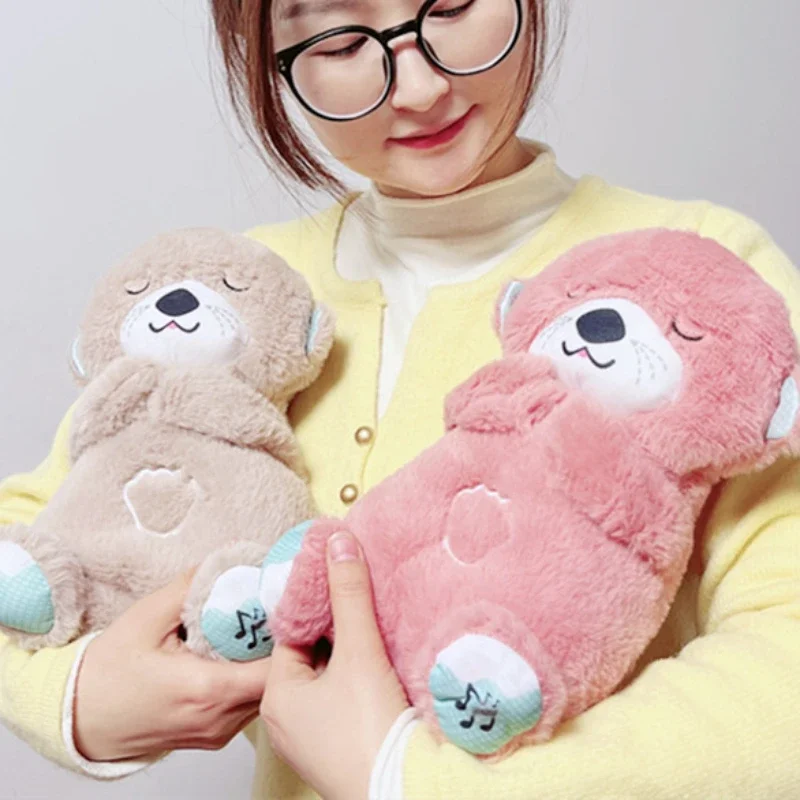 수달 진정 봉제 인형, 수면 인형 선물, 30cm 귀여운 호흡 인형, 수면 인공물 선물