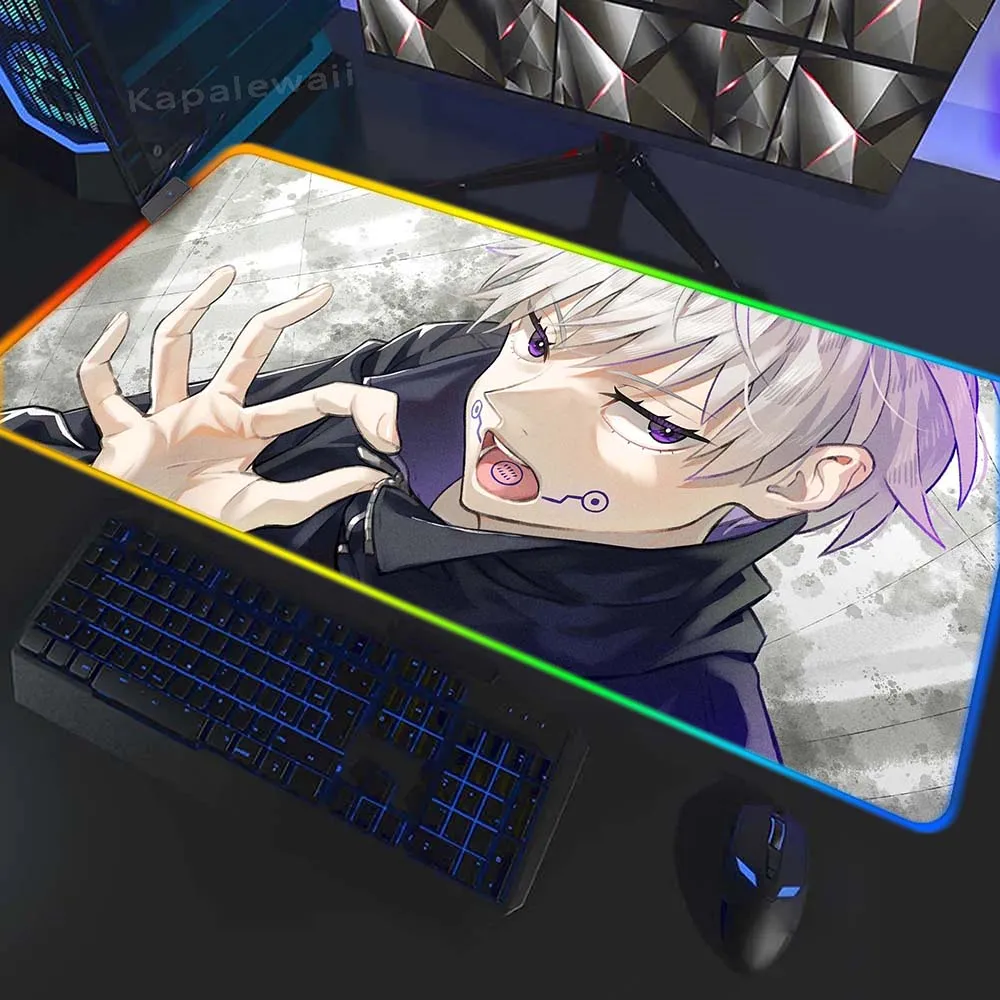 

LED Non-slip Mouse Mat Large Lock Edge Mousepads RGB Gamer Jujutsu Kaisen Mouse Pad Big Deskmat Gaming Mousepad Keyboard Mat XXL