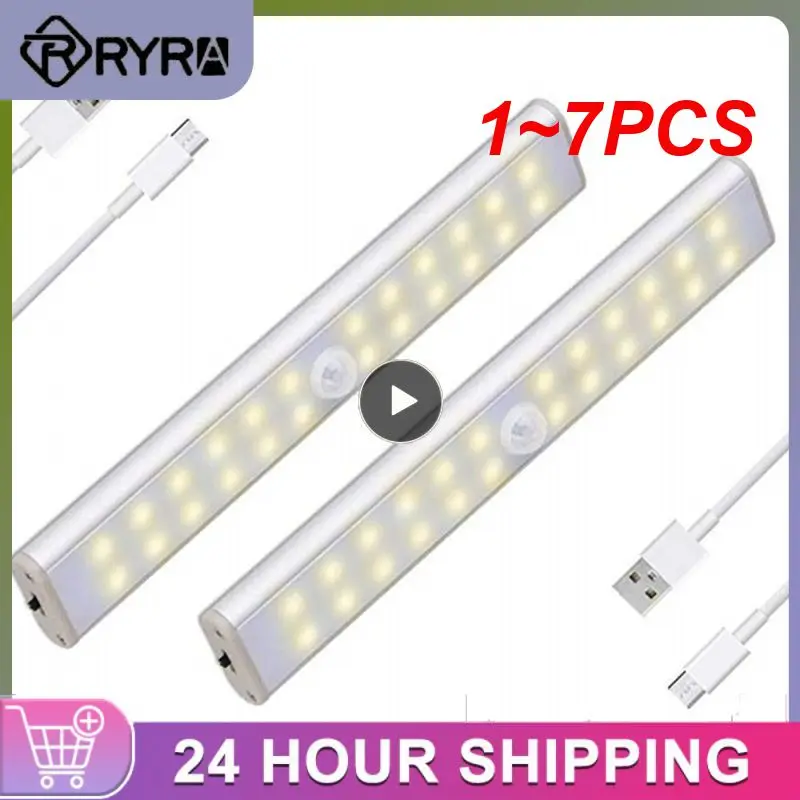 

1~7PCS Motion Sensor Closet Light 6 10 24 40 60 LEDs Under Cabinet Light Magnetic Night Lamp For Kitchen Stairs Wardrobe