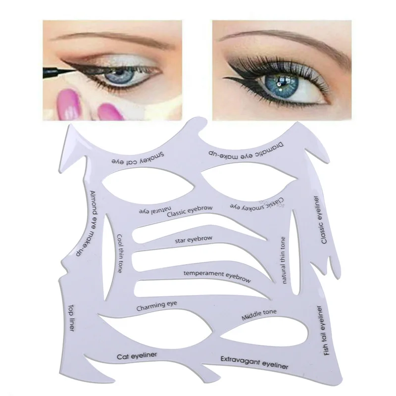 

Multifunction Eye Makeup Stencils Eyeliner Stencil Template Shaping Tools Eyebrows Eye Shadow Makeup Template Tool Card