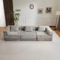 Компрессионный диван-кровать 3-в-1, серый диван из синели, двухместный диван, складной шезлонг с подушками, диван-диван для гостиной, гостя