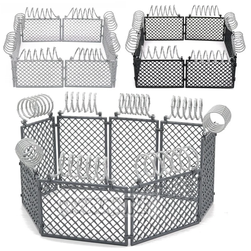 MARUMINE 60PCS MOC Military Building Blocks Penitentiary Set Police Bricks Accessories Protective Net Wire Mesh Wall Isolation