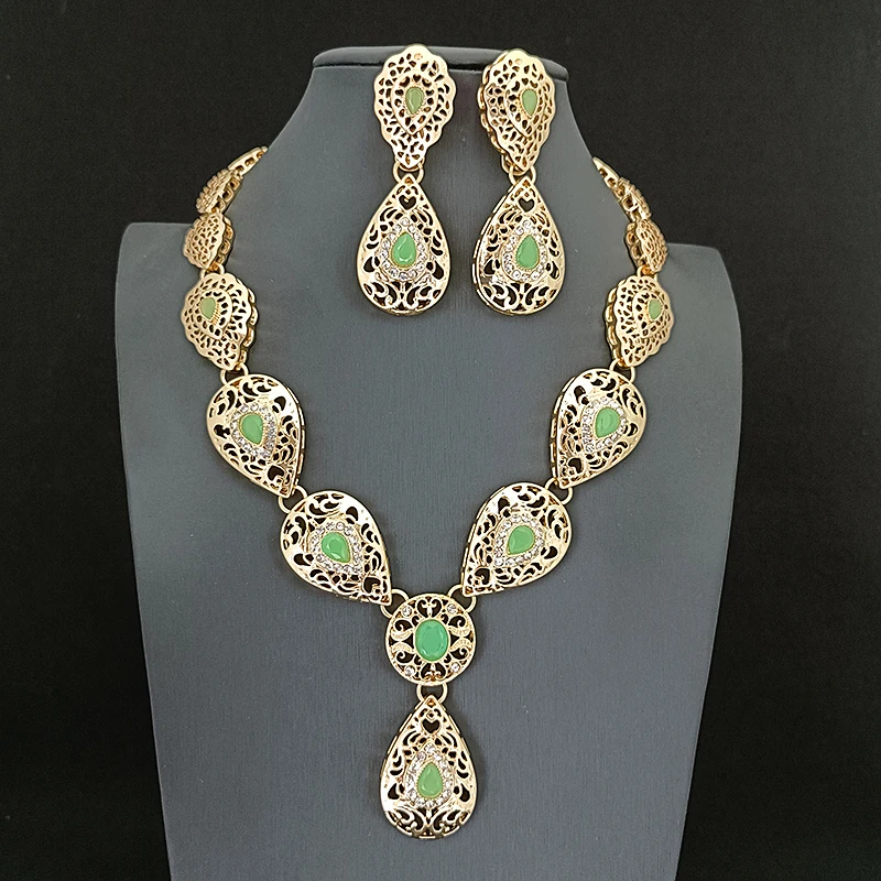 

Moroccan Bridal Jewelry Sets Arabian Women Earrings Necklaces Crystal Necklaces Sets Robe Accessories Offers With Free Shipping